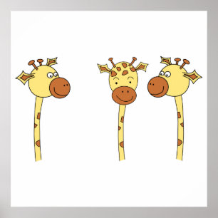 Poster Caricature de trois girafes.