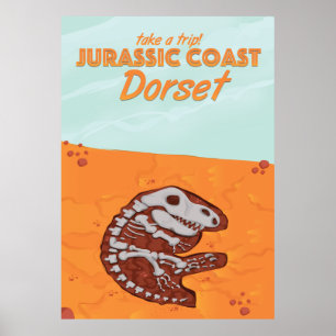 Poster Caricature de voyage de Jurassic Coast Devon
