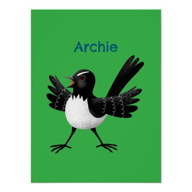 Poster Caricature de Willie Wagtail australienne personna (Devant)