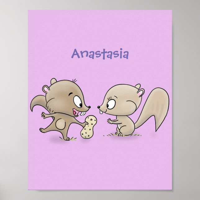 Poster Caricature d'écureuils marrants (Devant)