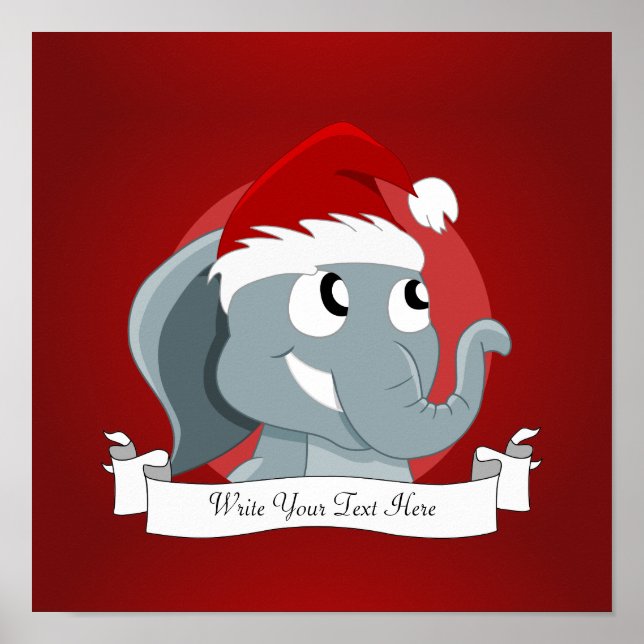 Poster Caricature d'éléphant de Noël (Devant)