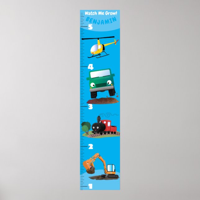 Poster Caricature des véhicules mignons graphique de croi (Devant)