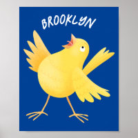 Caricature d'oiseau canari jaune chantant mignon