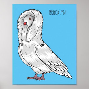 Poster Caricature d'oiseau pigeon Jacobin