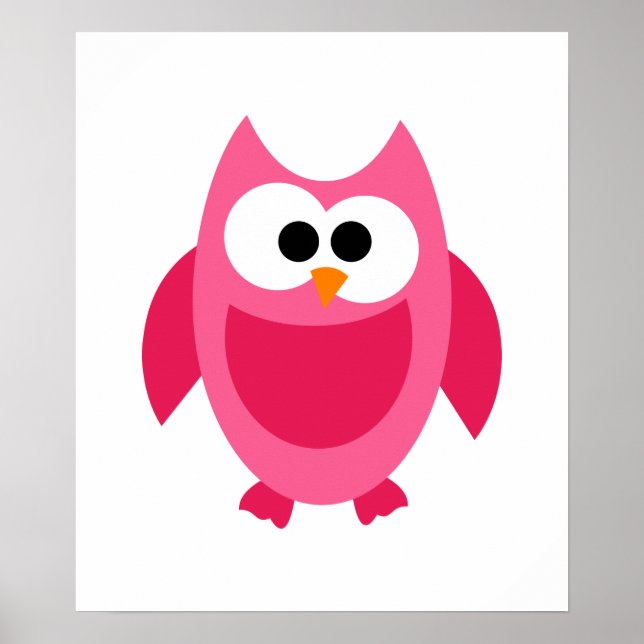 Poster Caricature d'oiseau rose (Devant)