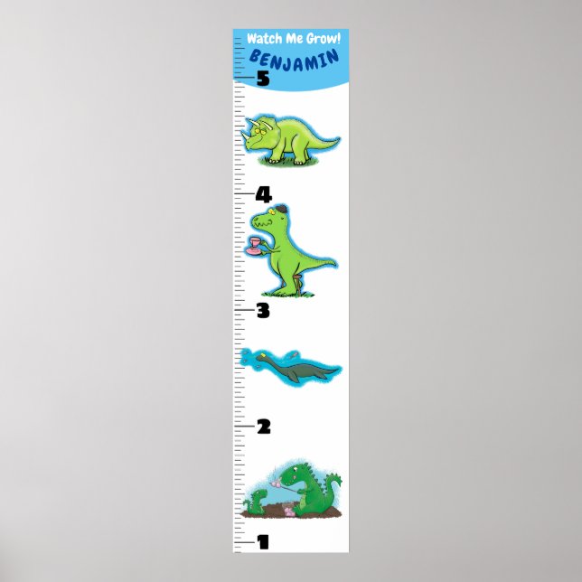 Poster Caricature drôle d'animaux dinosaures dessin de cr (Devant)