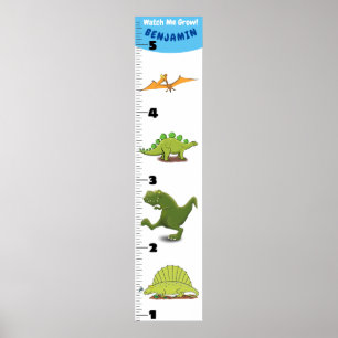 Poster Caricature drôle d'animaux dinosaures dessin de cr