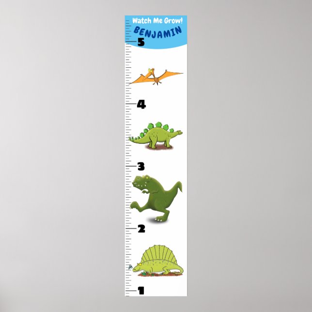 Poster Caricature drôle d'animaux dinosaures dessin de cr (Devant)