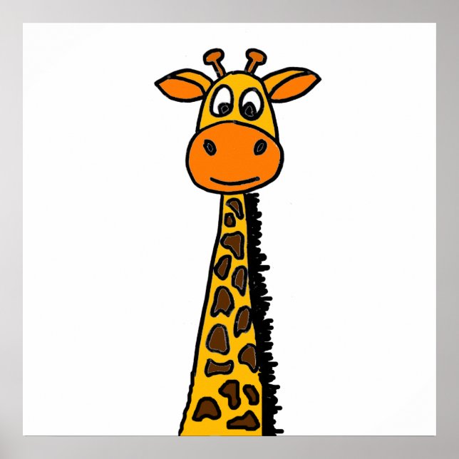 Poster Caricature drôle de la Giraffe (Devant)