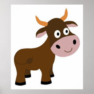 Poster Caricature drôle de taureau