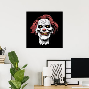 Poster Caricature effrayante clown horreur