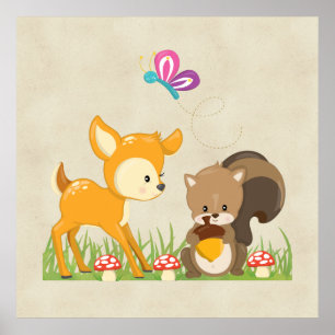 Poster Caricature en bois mignon