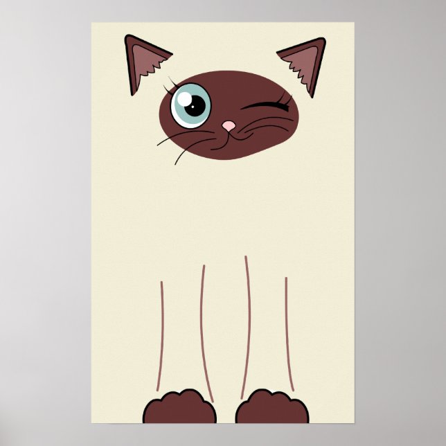 Poster Caricature en chat siamois mignon (Devant)