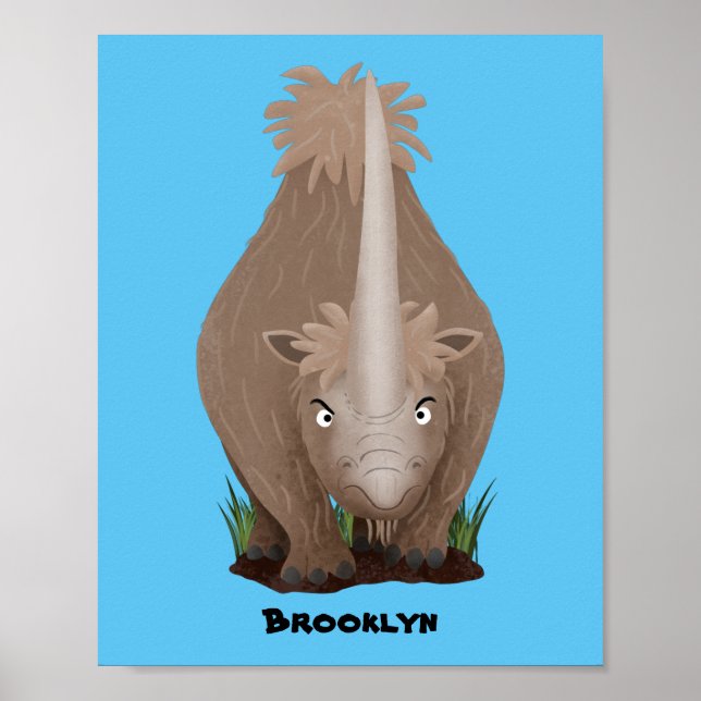 Poster Caricature en élasmère de rhinocéros laineux (Devant)