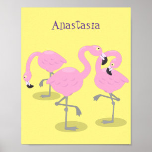 Poster Caricature en trio flamand rose mou