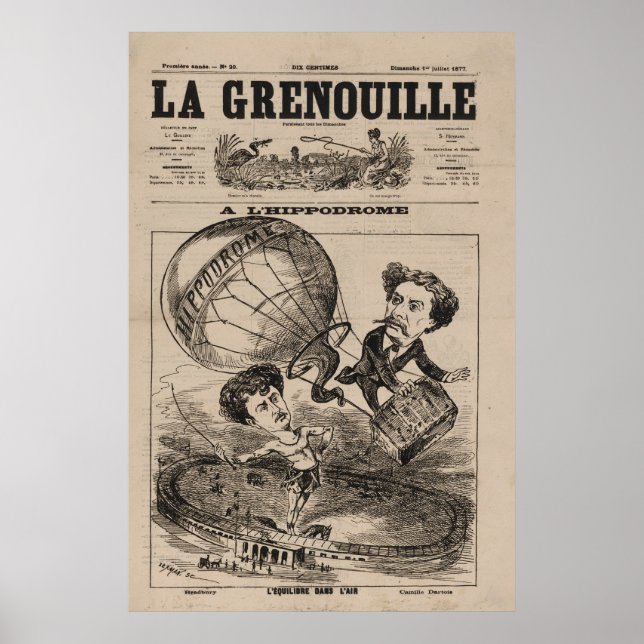 Poster Caricature Française Du Ballooniste En Ballon À Ai (Devant)