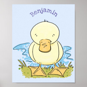 Poster Caricature jaune mignon pour canard bébé