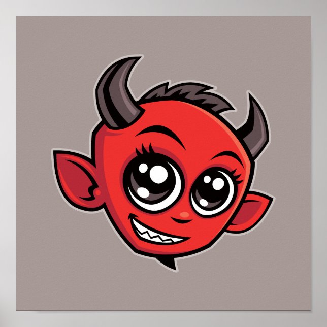 Poster Caricature mignonne et souriante diable (Devant)