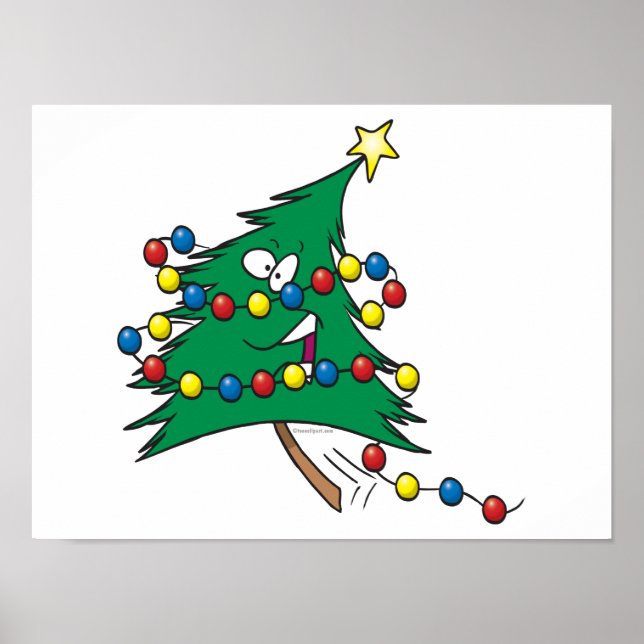 Poster caricature mignonne personnage d'arbre de Noël (Devant)
