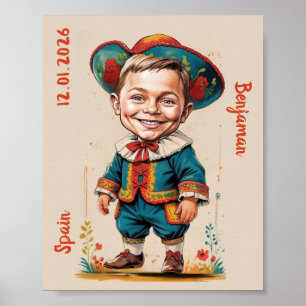 Poster Caricature personnalisée d'un enfant en tenue espa