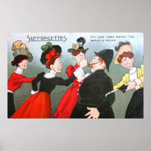 Poster Caricature politique des suffragettes