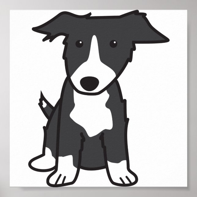 Poster Caricature pour chien Collie Bordure (Devant)