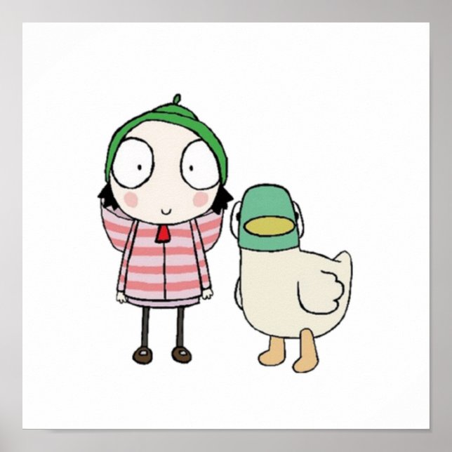 Poster Caricature pour enfants Sarah et duck (Devant)