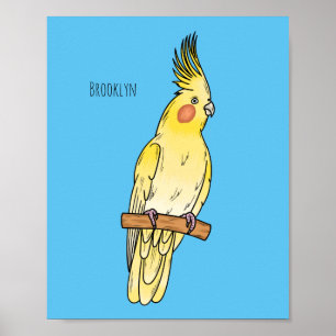 Poster Caricature pour oiseaux Cockatiel