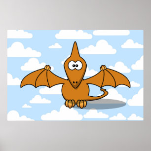 Poster Caricature Pterodactyle à l'orange mignon