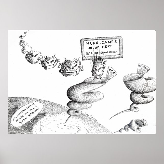 Poster Caricature sur le changement climatique (Devant)