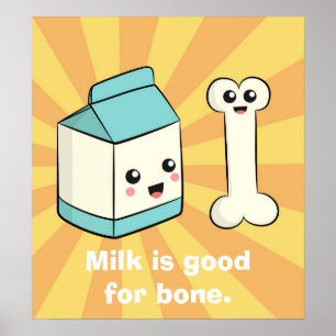 Poster Caricature sur le lait et l'os