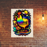Caricature Whimsical Yellow Rooster