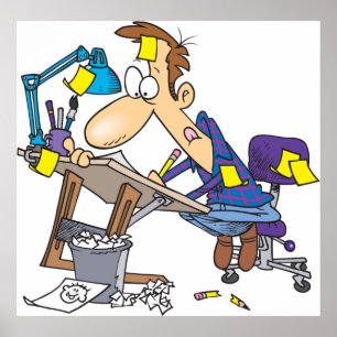Poster Caricaturiste Au Travail