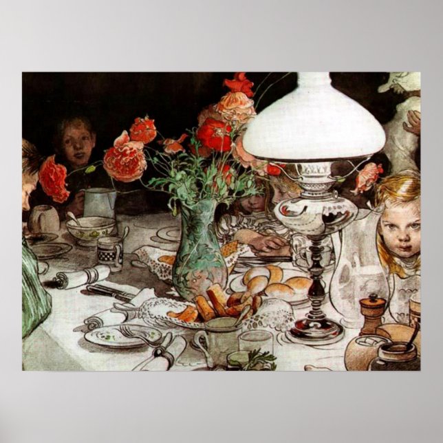 Poster Carl Larsson - Autour de la Lampe (Devant)