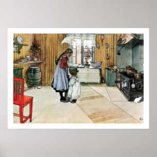 Poster Carl Larsson dans la cuisine Art