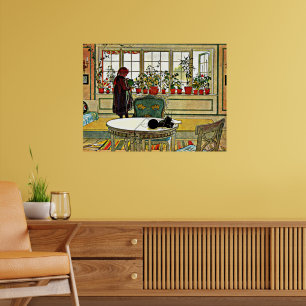 Poster Carl Larsson - Fleurs sur un rebord de fenêtre