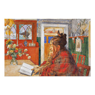 Poster Carl Larsson - Karin Reading