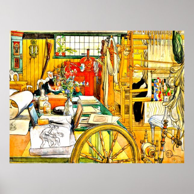 Poster Carl Larsson - L'Atelier (Devant)