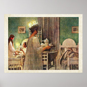 Poster Carl Larsson St Lucia Jour Noël en Suède