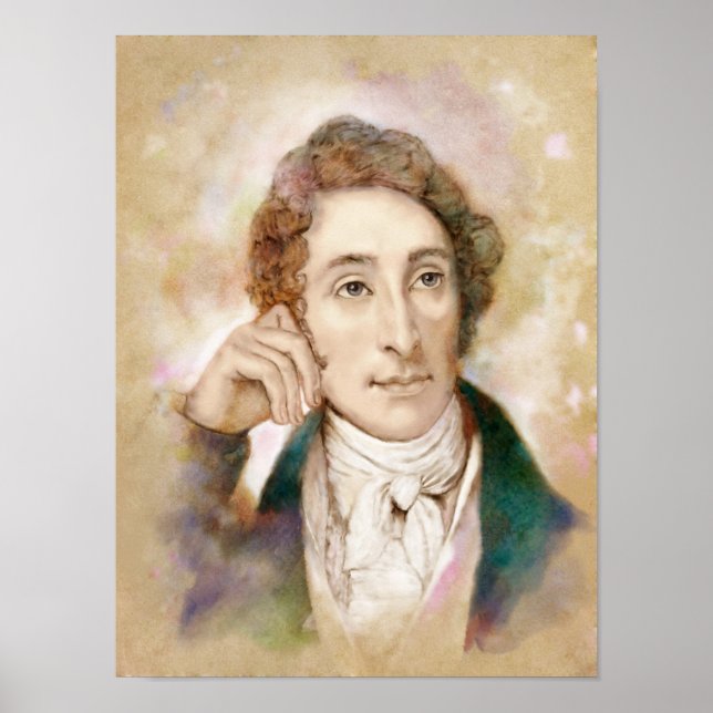 Poster Carl Maria von Weber Portrait im Aquarell Style (Devant)