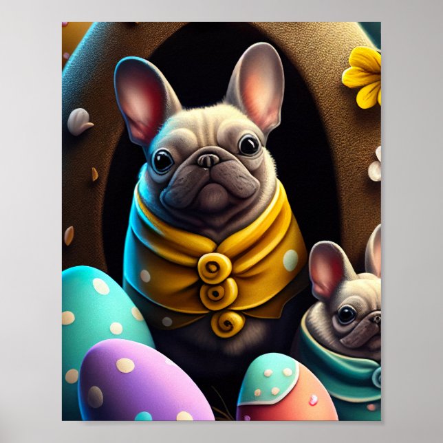 Poster Carlin adorable avec oeufs de Pâques Un festin et  (Devant)