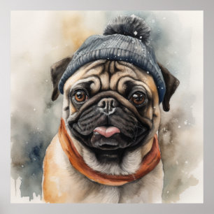 Poster Carlin adorable portant une jolie beanie