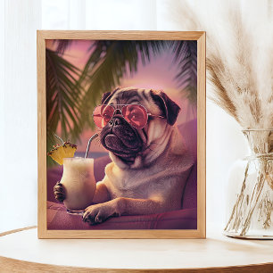 Poster Carlin Boire Cocktail Été Animaux Portrait