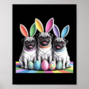 Poster Carlin Bunny Pals Pâques amusant! Chiens mignons V