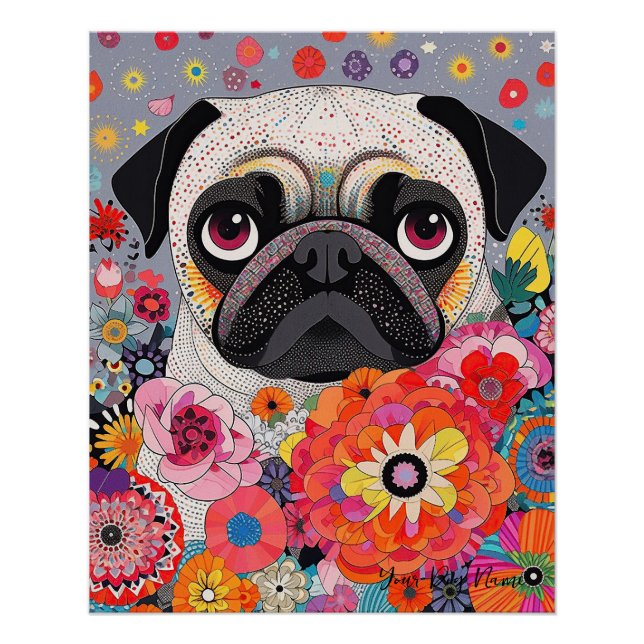 Poster Carlin Chien et Fleurs 001 - Bijou sur mesure (Devant)