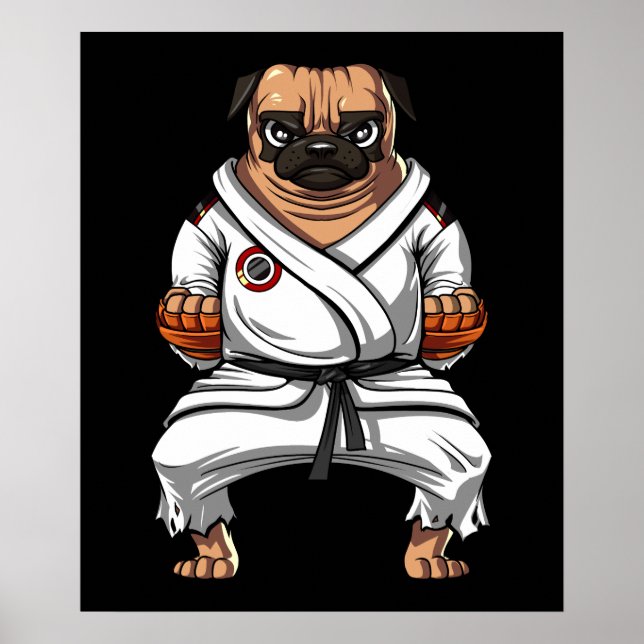 Poster Carlin Chien Karate Ninja Martial Arts Animaux (Devant)