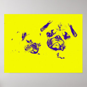 Poster carlin et bébé - Jaune