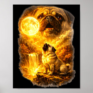 Poster Carlin hurle à la lune forêt épique fantastique 