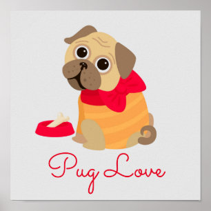 Poster Carlin Love adorable carlin chiot chien