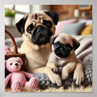 Poster Carlin maman et son chiot